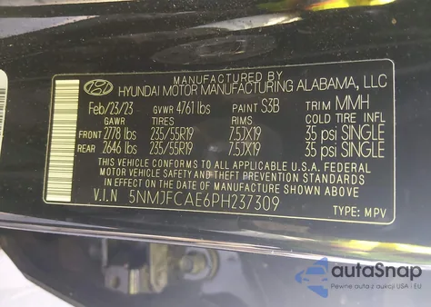 2023 Hyundai Tucson Sel из США, поврежденный, VIN 5NMJFCAE6PH237309